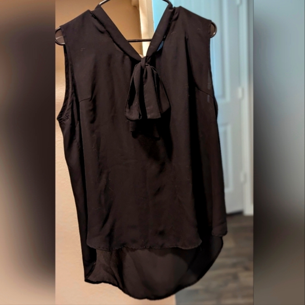 Sz XXL Sheer black pussybow top